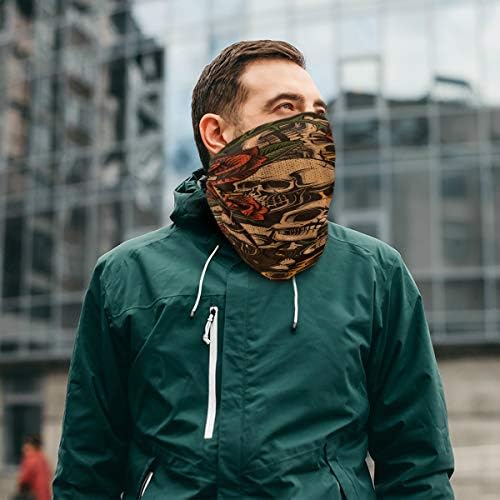 Hengpai Neck Gaiter Man Neck Mask Balaclava Face Mask Bandana Skull Gun Rose