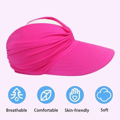 HERUAI Children's UV Protection Visor Cap Sun Visor Girls & Boys Ponytail Beach Hat Breathable Packable High Sun Protection Pink S (1-5 Years) & M (5-9 Years) Unisex Spring & Summer