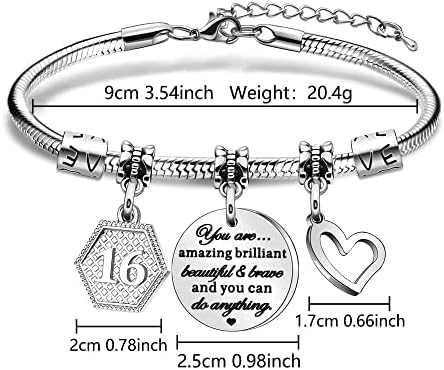 HEYEJET Birthday Gifts For Women & Girls - Charm Bracelet For 10th To 21st Birthdays - Perfect For Daughter Niece Sister Friend & Teen Girls
