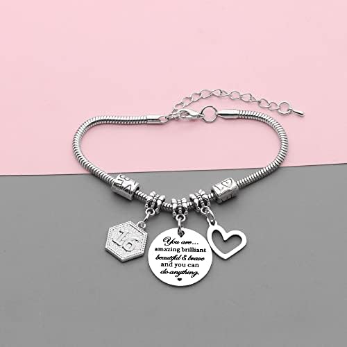 HEYEJET Birthday Gifts For Women & Girls - Charm Bracelet For 10th To 21st Birthdays - Perfect For Daughter Niece Sister Friend & Teen Girls