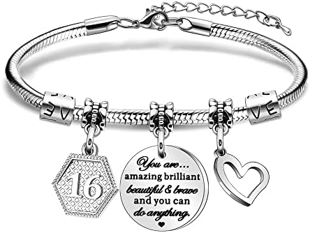 HEYEJET Birthday Gifts for Women & Girls - Charm Bracelet for 10th to 21st Birthdays - Perfect for Daughter Niece Sister Friend & Teen Girls