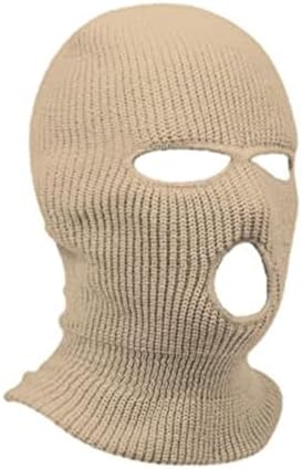 HIDRUO Blue Ski Mask 3-Hole Full Face Mask Cover Winter Balaclava Cap Knitted Face Cover for Outdoor Sports