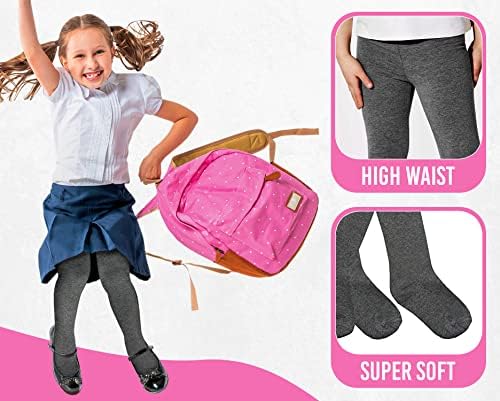 HiFEN® 3 Pairs Girls Cotton Rich Plain Tights Warm Soft Thick Formal Smart Casual Back To School Girl Tights