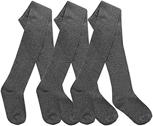 HiFEN® 3 Pairs Girls Cotton Rich Plain Tights Warm Soft Thick Formal Smart Casual Back to School Girl Tights