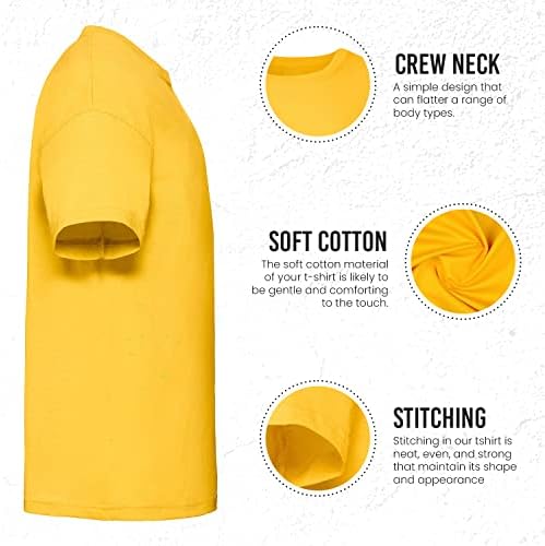 HiFEN® Kids Crew Neck Short Sleeve T Shirts Cotton Rich Plain Classic Fit Valueweight Casual Top 3 To 15 Years 3 Pack