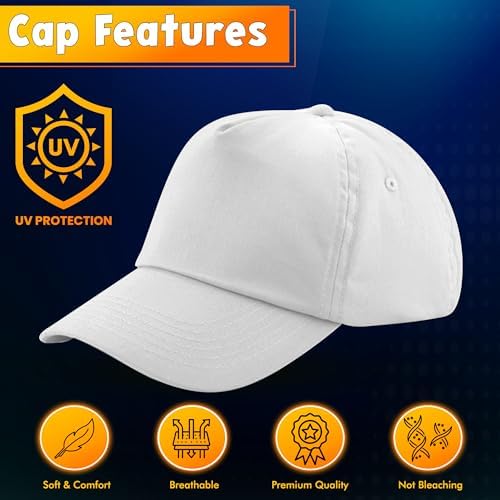 HiFEN® Unisex Kids 5 Panel Pre-Curved Plain Adjustable Baseball Cap Outdoor Summer Sun Hat
