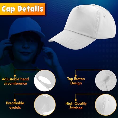 HiFEN® Unisex Kids 5 Panel Pre-Curved Plain Adjustable Baseball Cap Outdoor Summer Sun Hat