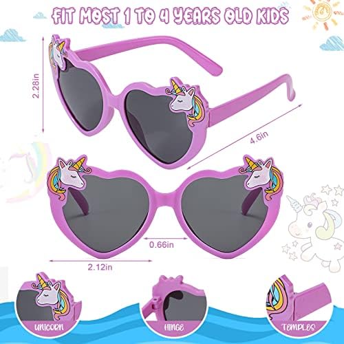 Hifot 3 Pieces Kids Sunglasses Unicorn Round Shaped Snowflake Cute Party Dress Up Glasses For Girls Boys Age 3-10