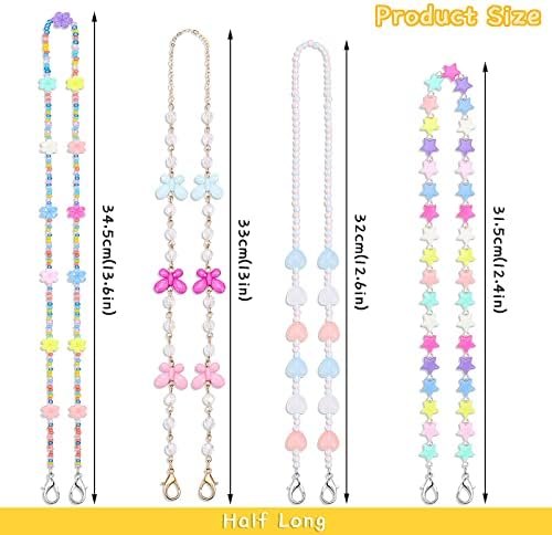 Hifot 4 Pack Kids Eyeglasses Strap Eyewear Retainer Glasses Holder Strap Face Mask Lanyard Mask Holders Around Neck For Women Girl Eyeglass Chain For Kids Multicolor One Size