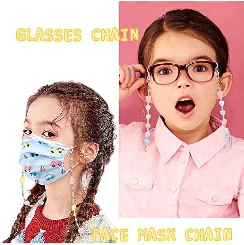 Hifot 4 Pack Kids Eyeglasses Strap Eyewear Retainer Glasses Holder Strap Face Mask Lanyard Mask Holders Around Neck For Women Girl Eyeglass Chain For Kids Multicolor One Size