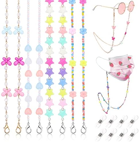 Hifot 4 Pack Kids Eyeglasses Strap Eyewear Retainer Glasses Holder Strap Face Mask Lanyard Mask holders around neck for Women Girl Eyeglass Chain for Kids Multicolor One Size