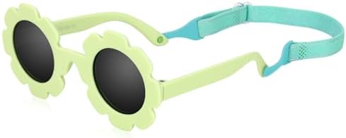 Hifot Baby Sunglasses with Strap Cute Flower Polarized Sunglasses UV400 Protection for Infant Baby Girl Age 0-24 Months