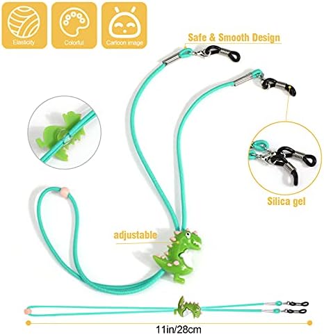 HIFOT Glasses Strap Eyewear Retainer 10 Pcs For Boy Cartoon Dinosaur Rainbow Airplane Kids Adjustable Stretchy Eyeglasses String Strap Face Mask Chain Sunglasses Lanyard Cord