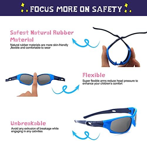 Hifot Kids Polarized Sunglasses For Boys Girls Childrens UV 400 Protection Rubber Flexible Outdoor Beach Eyewear Sport Sunglasses