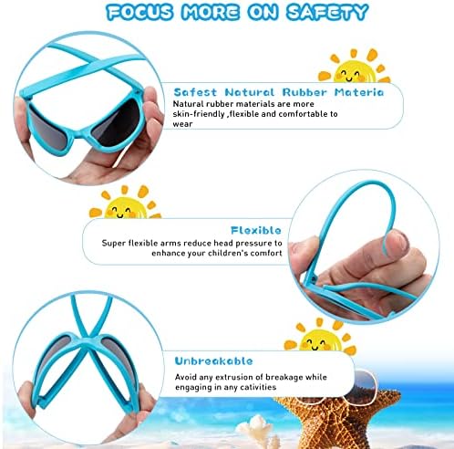 Hifot Kids Sunglasses Boys Girls UV Protection Polarized Baby Rubber Flexible Children Toddler Age 2-7