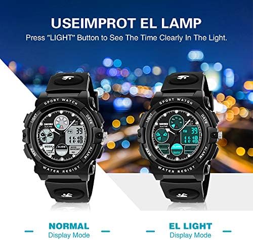 Hikidye Multifunctional Sports Watch For Kids Waterproof Watch With Alarm Clock LED Backlight Calendar Birthday Gifts & Toys For 3+ Year Old Boys Girls