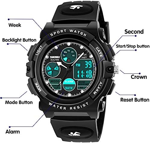 Hikidye Multifunctional Sports Watch For Kids Waterproof Watch With Alarm Clock LED Backlight Calendar Birthday Gifts & Toys For 3+ Year Old Boys Girls