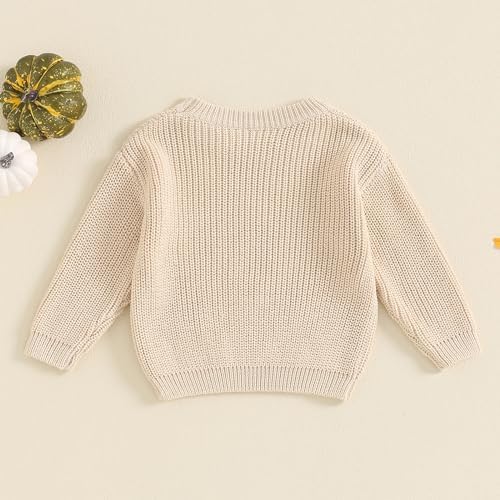 HKYFNNBW-Baby Halloween Sweaters Long Sleeve Round Neck Pumpkin Letter Embroidery Knit Pullovers Toddler Sweatshirts