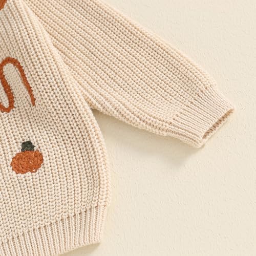HKYFNNBW-Baby Halloween Sweaters Long Sleeve Round Neck Pumpkin Letter Embroidery Knit Pullovers Toddler Sweatshirts