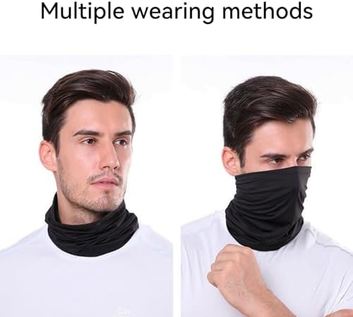 HLMYER 2 Pcs Snoods For Men Breathable Neck Warmer Men Elastic Neck Scarf Mens Snood Winter Windproof Neck Scarf For Boys Girls Winter Outdoor Sport Run Protection(Black)