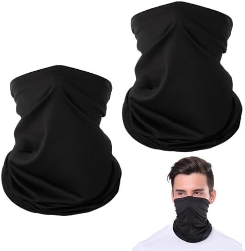 HLMYER 2 Pcs Snoods For Men Breathable Neck Warmer Men Elastic Neck Scarf Mens Snood Winter Windproof Neck Scarf For Boys Girls Winter Outdoor Sport Run Protection(Black)