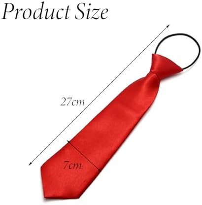 HLMYER Red Tie Kids 28cm Boys Red Tie Adjustable Elastic Pre-Tied Necktie For Kids Smooth Simulated Silk Boys Tie Unisex Polyester Fibre Satin Plain Colored Tie For Toddlers Teenagers School Uniforms