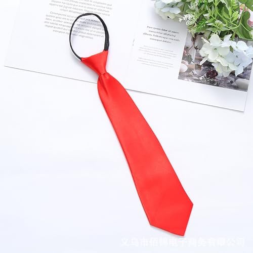 HLMYER Red Tie Kids 28cm Boys Red Tie Adjustable Elastic Pre-Tied Necktie For Kids Smooth Simulated Silk Boys Tie Unisex Polyester Fibre Satin Plain Colored Tie For Toddlers Teenagers School Uniforms