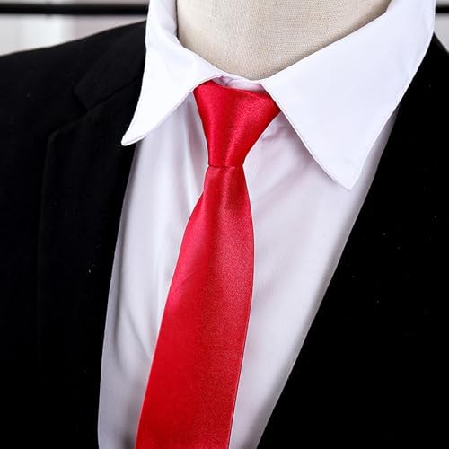 HLMYER Red Tie Kids 28cm Boys Red Tie Adjustable Elastic Pre-Tied Necktie For Kids Smooth Simulated Silk Boys Tie Unisex Polyester Fibre Satin Plain Colored Tie For Toddlers Teenagers School Uniforms