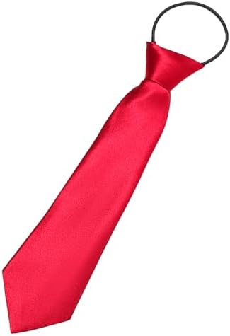 HLMYER Red Tie Kids 28cm Boys Red Tie Adjustable Elastic Pre-Tied Necktie For Kids Smooth Simulated Silk Boys Tie Unisex Polyester Fibre Satin Plain Colored Tie For Toddlers Teenagers School Uniforms