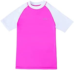 HMILES Short-Sleeve Rash Vest Kids - UPF Boys Girls Rash Guards Swim Top Quickdrying Childs Surf Shirt Wet Top Beach Water Sports Swimwear