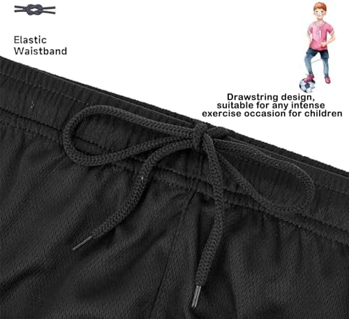 Holimaid Boys Girls Football Shorts Kids Quick Drying School Sports Shorts Breathable Athletic PE Shorts With Drawstring Ideal