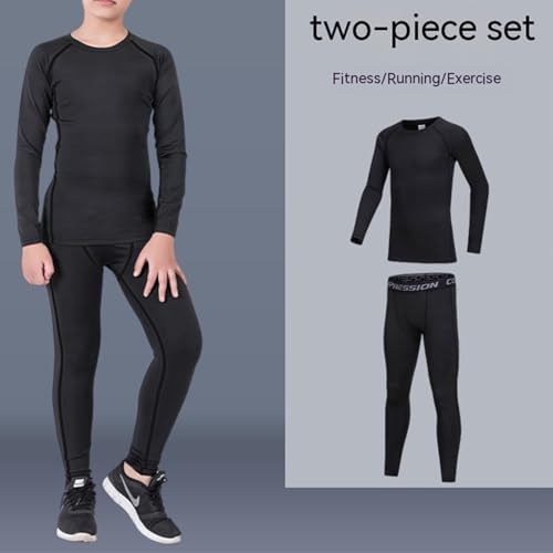 Holimaid Kids Boys Thermal Underwear Long Sleeve Base Layer Sets Athletic Compression Suit Ideal For Football Sports Performance