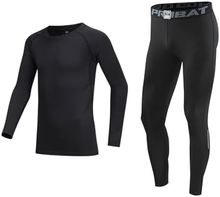 Holimaid Kids Boys Thermal Underwear Long Sleeve Base Layer Sets Athletic Compression Suit Ideal for Football Sports Performance