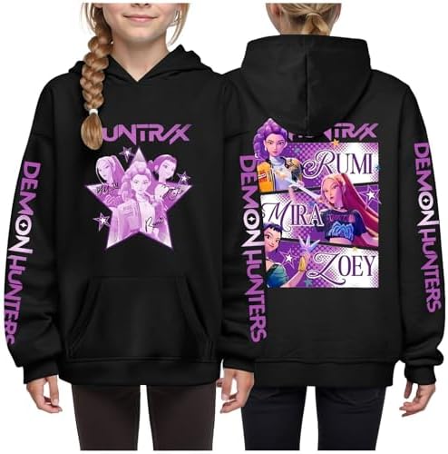 Hoodies Girls Vintage Y2k Pullover Huntr/X Hip Hop Streetwear Oversized Fashion Long Sleeve Hooded Sweatshirt for Kids Girls Boys