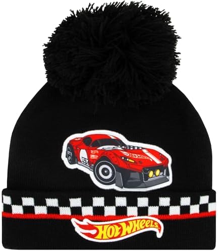 Hot Wheels Kids Hat And Gloves Set Race Car Winter Hats For Kids Boys Hat And Gloves Set One Size Black
