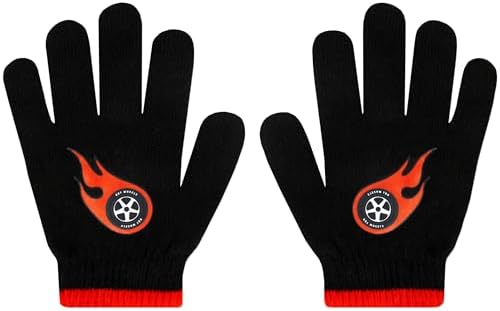 Hot Wheels Kids Hat And Gloves Set Race Car Winter Hats For Kids Boys Hat And Gloves Set One Size Black