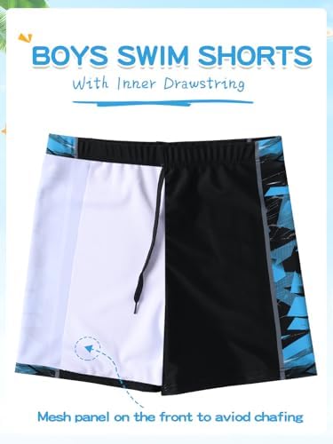 Hotfiary Boys Swimming Costume Big Kids Swim Trunks & Short Sleeve Rash Guard Shirt & Swim Cap Two Piece Swimsuit T-Shirt Short Set Summer Bathing Suit Swimwear For 6 7 8 9 10 11 12 13 14 15 Years