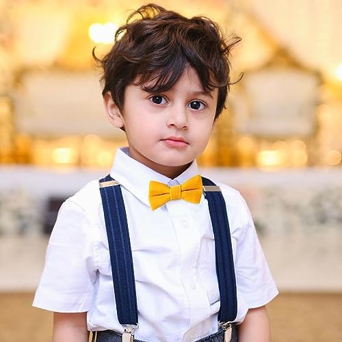 HOULIFE Velvet Bow Tie For Kid – Adjustable Pre-tied Bowtie For Boy Girls Solid Colour Butterfly Bow Ties For Party Ball Banquet Wedding