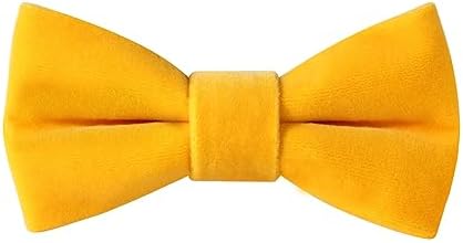 HOULIFE Velvet Bow Tie for Kid – Adjustable Pre-tied Bowtie for Boy Girls Solid Colour Butterfly Bow Ties for Party Ball Banquet Wedding