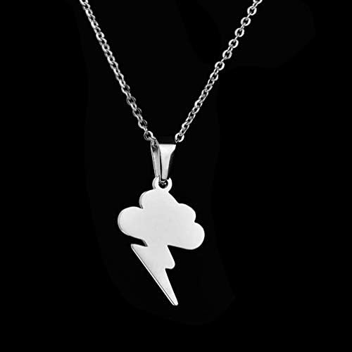Houpotao Lightning Pendant Necklace Surgical Stainless Steel Hypoallergenic Cloud Weather Pendant Necklace For Boys Girls