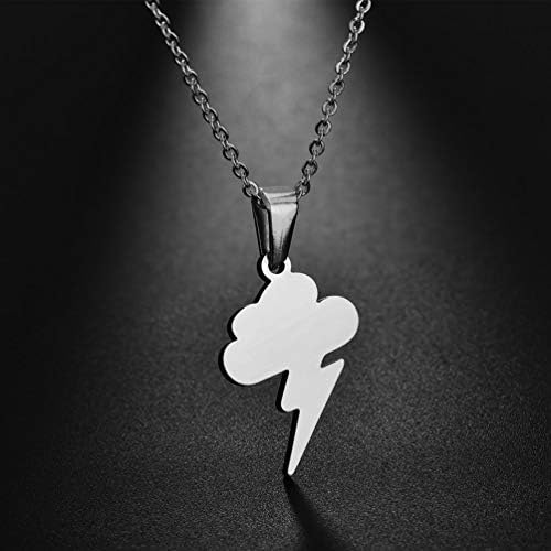 Houpotao Lightning Pendant Necklace Surgical Stainless Steel Hypoallergenic Cloud Weather Pendant Necklace For Boys Girls
