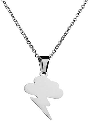 Houpotao Lightning Pendant Necklace Surgical Stainless Steel Hypoallergenic Cloud Weather Pendant Necklace for Boys Girls