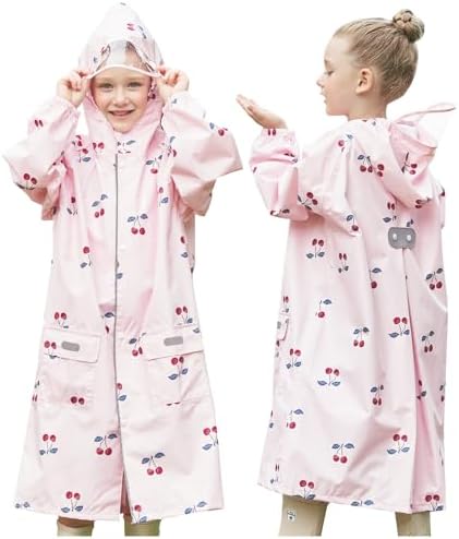 Hovkib Kids Raincoats Rain Poncho Toddler Girls Rain Jacket Waterproof Poncho Reusable Rainwear with Backpack Cover 2-12 Years