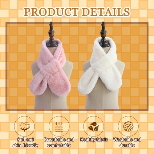 HTTDSLF 2 Pcs Cross Collar Children Scarves Kids Scarf Winter Kids Fleece Scarf Plush Thick Warm Cross Scarf For Toddler Girls