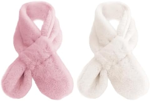 HTTDSLF 2 Pcs Cross Collar Children Scarves Kids Scarf Winter Kids Fleece Scarf Plush Thick Warm Cross Scarf for Toddler Girls