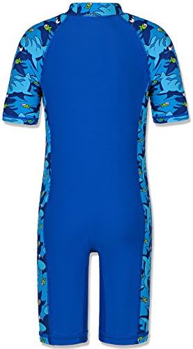HUAANIUE Boys Swimming Short Sleeve Swimsuit 3-12Y Kids One Piece Swimwear Navy Sun Protection 50+ Swim Clothes UPF Warm Sportwear Costume Summer Surfing