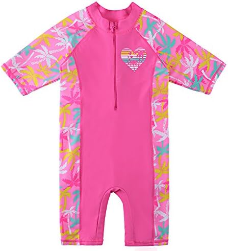 HUAANIUE Girls 2-12Y CocoTree With Heart Swimming Suit 50+UV Sun Protection Swimsuit Costume