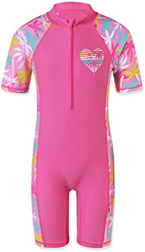 HUAANIUE Girls 2-12Y CocoTree with Heart Swimming Suit 50+UV Sun Protection Swimsuit Costume
