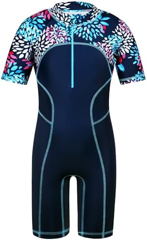 HUAANIUE Girls Swimwear Short 3-12Y Children Swimsuits UPF 50+ Summer Sunsuit Surfing Black Sportswear