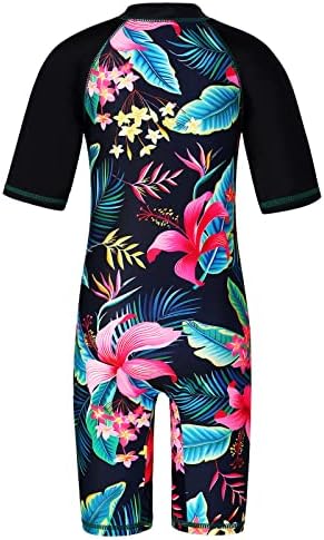 HUAANIUE Long Swimsuit Girls Swimming 1pcs Swimwear UPF 50+ UV Sunsuit With Zipper 4-12Y Summer Swimming Sportswear